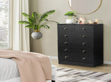 5-Tier 6-Drawer Dresser with Matte Gold Handles Particleboard Textured Melamine Storage Cabinet 99299194