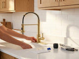 Kitchen Faucet with Pull Down Sprayer Industrial 1 Handle 1 Hole Or 3 Hole Faucet for Farmhouse 80026152