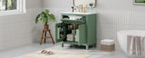 30-inch Bathroom Vanity with Ceramic Sink, Modern Green Single Bathroom Cabinet with 2 Doors and a WF324045AAF