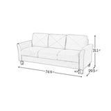 Fashionable living room sofa for 3 people, gray fabric W1927113300
