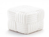 Square Ottoman Foot Stool Corduroy Vanity Chair Bench with Padded Woven Footrest for Entryway Living 32381225