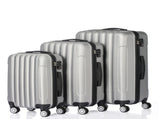 ABS Trolley Case 20in 24in 28in 3PCS Suitcase Set Striped Textured Suitcase Silver Gray 96290375