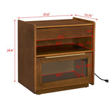 Mid Century Modern Nightstand Charging Station & Outlet Hole & 2 Drawers, Farmhouse End Table W1801P303389