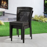 Outdoor Dining Chairs Set of 2, Stackable Chairs with UV-Resistant PE Rattan and Steel Frame, for N779P227340B