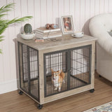 ZNTS Furniture Dog Cage Crate with Double Doors on Casters. Grey, 31.50'' W x 22.05'' D x 24.8'' H. 70138030