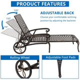 ZNTS 193*64.5*93cm Backrest Adjustable Courtyard Cast Aluminum Lying Bed Bronze 01637540