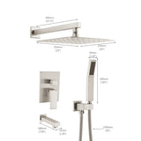 Brushed Nickel shower system 10 inch Brass Bathroom Deluxe rain mixed shower combination set wall W121956598