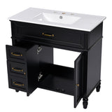 ZNTS 36" Bathroom Vanity with Sink, Black Bathroom Cabinet with Drawers, Solid Frame and MDF Board, One N725P195410B