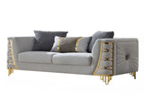 Contessa Modern Fabric Loveseat with Gold Metal Arm Detailing in Gray B009P466433