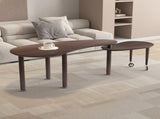 360 degree rotatable coffee table with walnut color wood grain OAK veneer tabletop for living room, W2899P372751