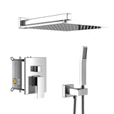 Dual Shower Head - 10 Inch Wall Mounted Square Shower System with Rough-in Valve,Chrome W124381739