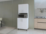 White Double Cabinet Kitchen Pantry with Open Storage B062P290273