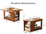 Bamboo folding edge table with movable storage, foldable tabletop suitable for beds and sofas, W2641P454908