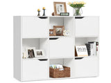 White 9-Cube Organizer Bookcase, Enclosed Cabinets & Open Cubbies, 3-Tier Storage Design 90932301