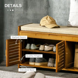 Shoe Bench with Storage Cabinets Brown 70745290