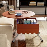 Round Lift-Top Coffee Table with Wheels, Metal Frame and Multi-Color Lighting in 27.6" GL-N735P231430N