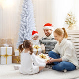 5 Feet White Artificial Christmas Pencil Tree with Folding Metal Stand 08228370