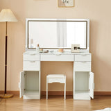 ZNTS Dressing table set with LED mirror and 3 lighting modes, dressing table with 5 drawers and 2 96670198