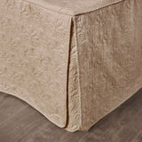 3 Piece Split Corner Pleated Quilted Bedspread Khaki Queen B035129056