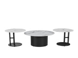 Coffee Table Set of 3, Modern Nesting Tables with Faux Marble Top and Metal Legs, Round 66759976