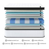 TWIN Size 12 Inch Hybrid Mattress Individual Pocket Spring 7-Zoned Memory Foam Knitted Cover W3017P307494