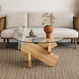 Circular glass coffee table, 33.4-inch modern and distinctive design tea table. Tempered glass GL-W1151P146792
