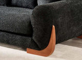 Modern Elegant Design 3 Seater Sofa with Wooden Legs, Comfortable Lambswool 5 Pillows for Living W2817P271192