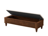 50.8-inch Multi-Functional Ottoman Bench-Solid Rubberwood Bed End Bench with Linen Seat, 09328766