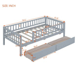 Twin Size Daybed Wood Bed with Two Drawers, Gray WF301864AAE