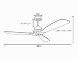 52 Inch Outdoor Farmhouse Ceiling Fan with Remote Control Solid Wood Fan Blade Reversible Motor W934P147071