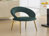 061-Set of 1 Velvet Fabric Chairs With Curved Backrest and Golden Metal Legs for Kitchen or W527P255476