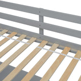 Twin Loft Wood Bed with Under-bed, Built-in Desk, a Storage Cabinet of 2 Drawers, Guardrails, W504P193786