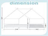 White Flat Bed House Shape with Side Guardrails Twin Children's Iron Bed 70816319