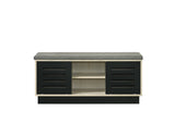Brett 38.5"W Oak Finish Shoe Cabinet with Sliding Doors, Upholstered Top B061P236761