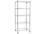 5-Tier NSF Heavy Duty Adjustable Storage Metal Rack with Wheels & Shelf Liners Ideal for Garage, 27377485