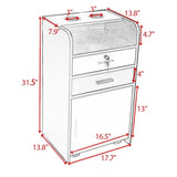 Salon Styling Station with 2 Drawers, 2 Hair Dryer Holders and 1 Cabinet, Black W2181P155877