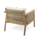 ZNTS 28" Modern Outdoor Woven Lounge Chair with Solid Wood Frame and Comfortable Polyester Cushions, N767P236617T