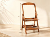 2-Tier Fir Wood Ladder Shelf, Rustic Staggered Plant Stand with Reinforced Metal Frame, Anti-Crack 73929802