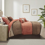 7 Piece Faux Suede Comforter Set Coral Queen B03596817