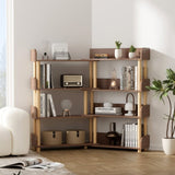 4 Tier Retractable & Rotatable Bookcases, Wooden Corner Book Shelf, Storage Rack for W1801P195686