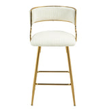 (SET of 2) 26'' Counter height bar stools Corduroy kitchen island counter bar stool with back,golden W2215P195291