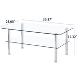 ZNTS Clear Clear Glass Coffee Table, Tempered Glass Coffee Table for Living Room W32764165