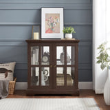 LED Curio Display Cabinet,Antique Display Cabinet with Adjustable Shelves,Retro Design Quality W2275P231694