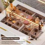 Vanity Desk with with Mirror and Lights, Makeup Vanity Table with Glass Top ,Dressing Table with W3393P315818