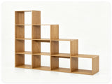 Natural Stepped 10-Cube Open Bookshelf 4-Tier Engineered Wood Storage Display Rack with Anti-Tipping 45719798