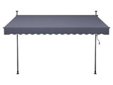 98" Manual Retractable Patio Awning, Height Adjustable Sunshade Canopy with Crank Handle, for 88958549