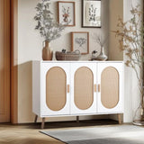 3-door vertical shoe cabinet particle board plastic rattan white frame original wood rattan 17034426