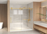 56-60" x 76" H Frameless Sliding Shower Door, 5/16" Clear Tempered Glass, Stainless Steel W1675P412316