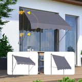 ZNTS Manual Retractable Awning Canopy-118'' Non-Screw Outdoor Sun Shade Cover with UV Protection [Sale to 53444543