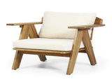 Outdoor Acacia Wood Club Chairs with Cushions , Teak Finish Beige, 30.75" W x 30.25" D x 70856.00BGE